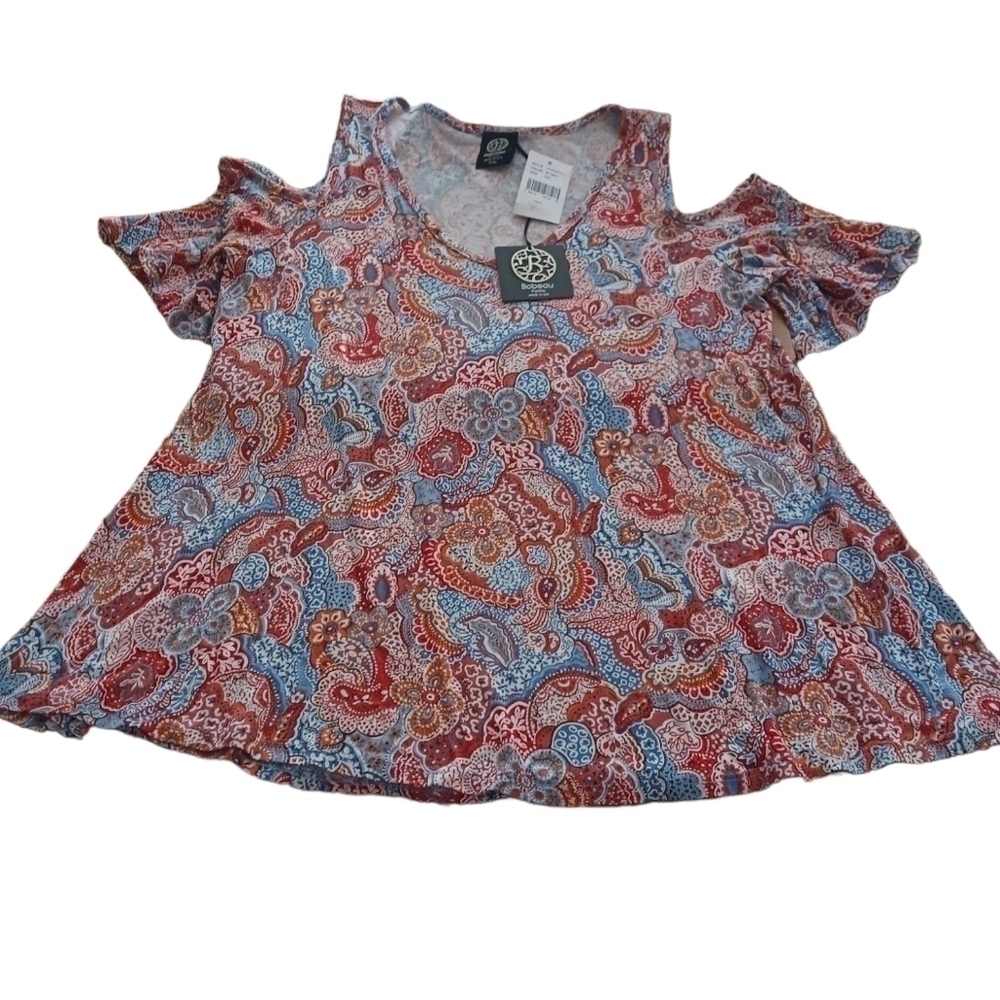 Bobeau Cut Out Shoulder Top